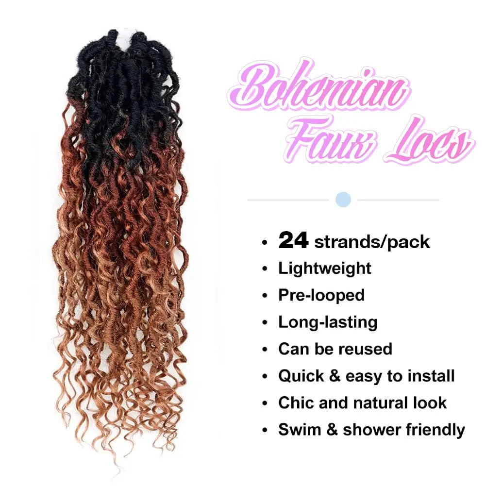 ( US ONLY) FAST SHIPPING GL | Toyotress® Curly Locs Crochet Hair - Natural Black Pre-twisted Faux Locs Crochet Braids, Short Pre-looped Synthetic Braiding Hair Extensions Toyotress